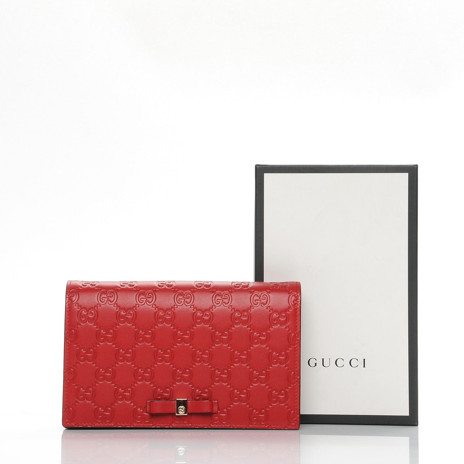 Gucci Guccissima Signature Bowy Chain Wallet Hibiscus Red 7 of 7