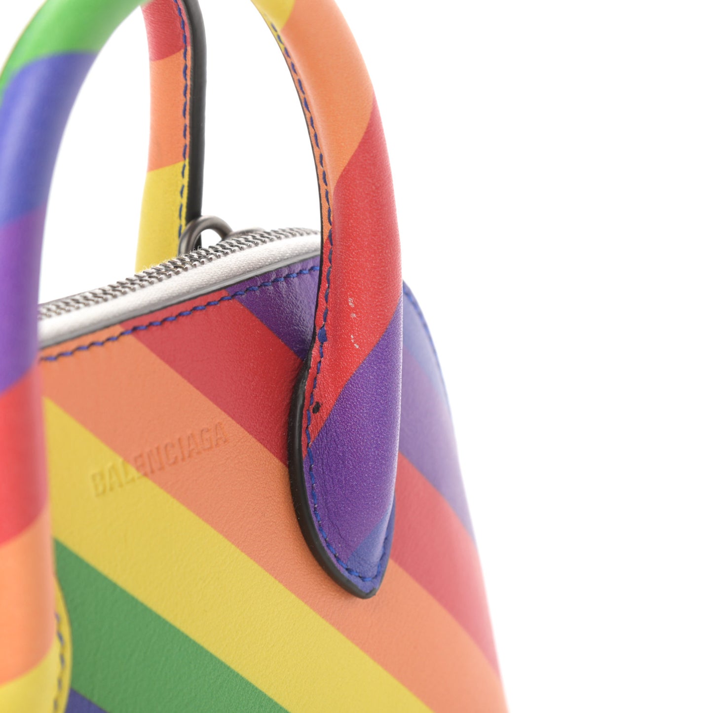 Smooth Calfskin Logo Rainbow XXS Ville Top Handle Bag Multicolor