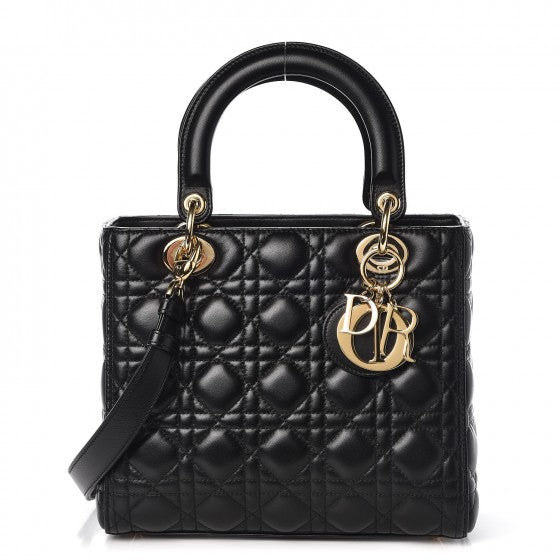 Lambskin Cannage Medium Lady Dior Black