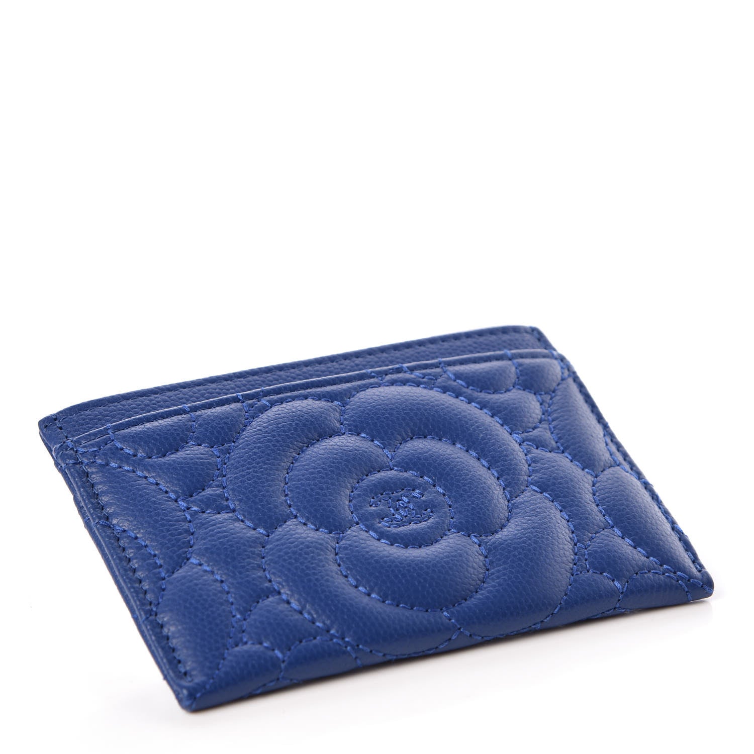 Chanel Caviar Camellia Quilted Card Holder Blue 4 of 8