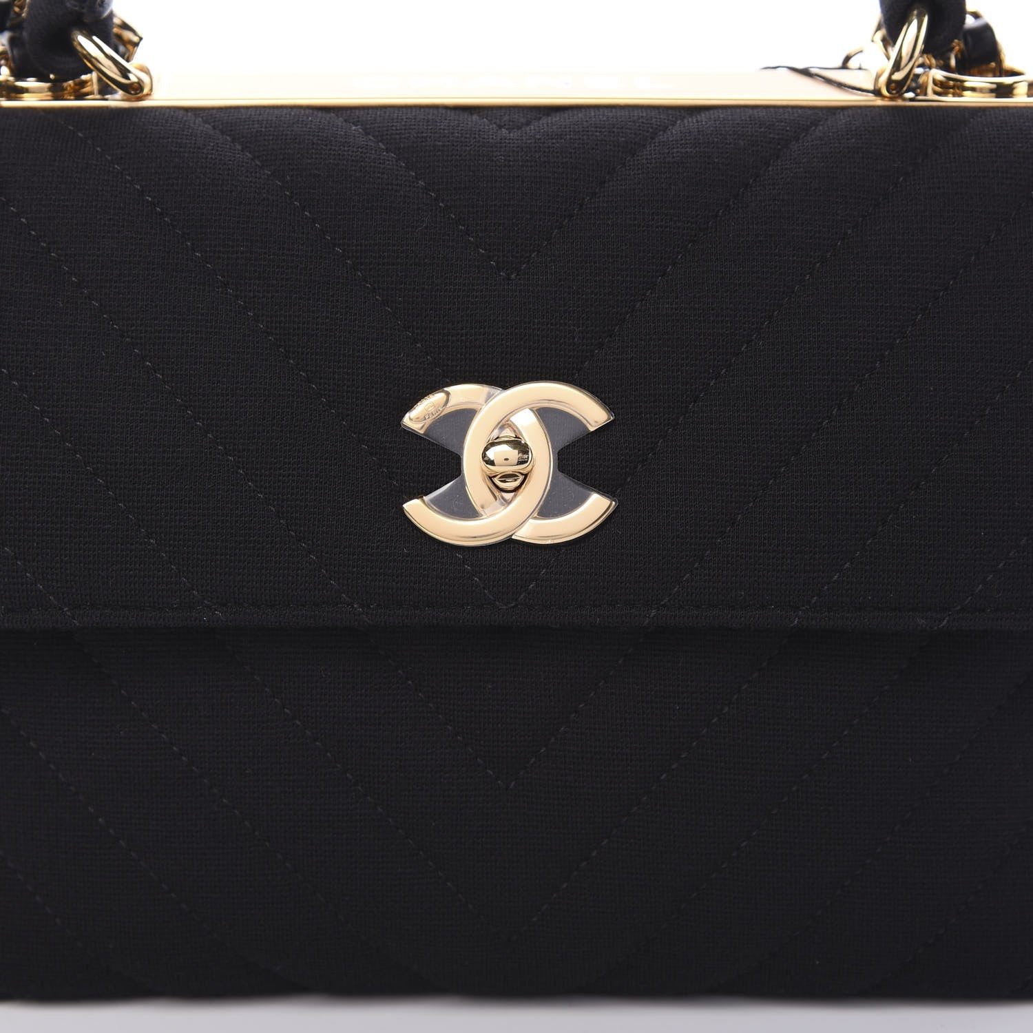 Chanel Jersey Chevron Quilted Small Trendy CC Dual Handle Flap Bag Black 9 of 10