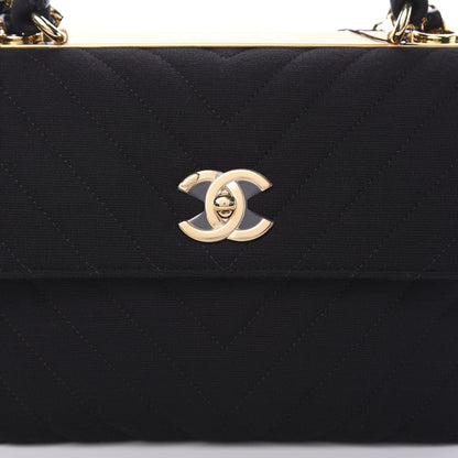 Chanel Jersey Chevron Quilted Small Trendy CC Dual Handle Flap Bag Black 9 of 10