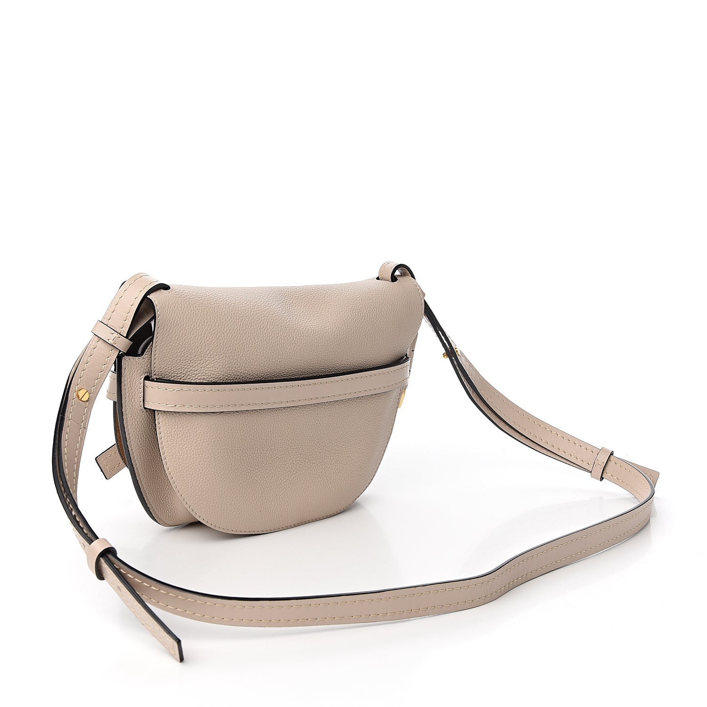 Grained Calfskin Small Gate Crossbody Bag Light Oat