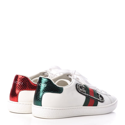 Gucci Calfskin Web Studded Low Pin Womens New Ace Sneakers 39 White 4 of 10