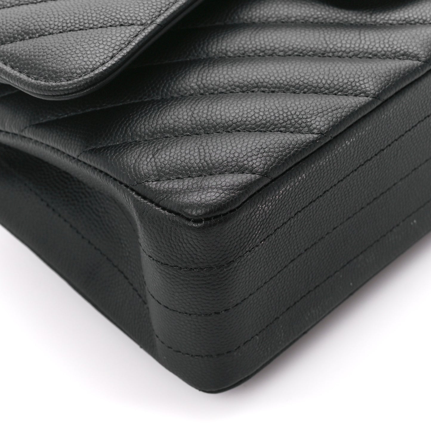 Caviar Chevron Quilted Small Double Flap Black