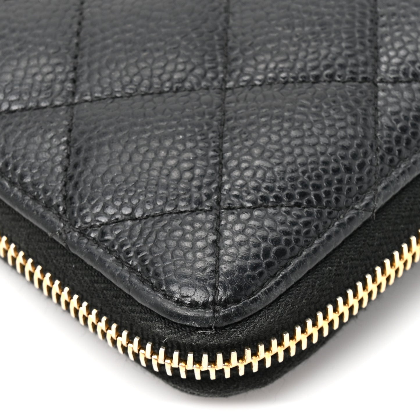 Caviar Quilted Large Gusset Zip Around Wallet Black