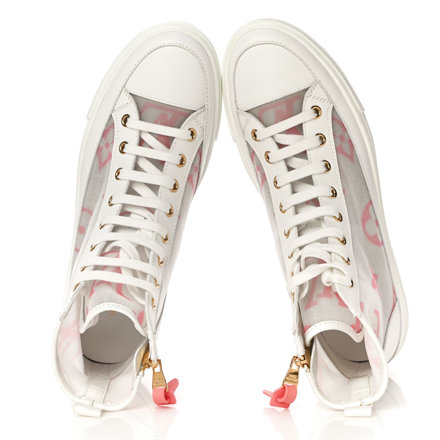 Technical Fabric Calfskin Monogram Giant Printed Stellar Sneaker Boots 38 Pink