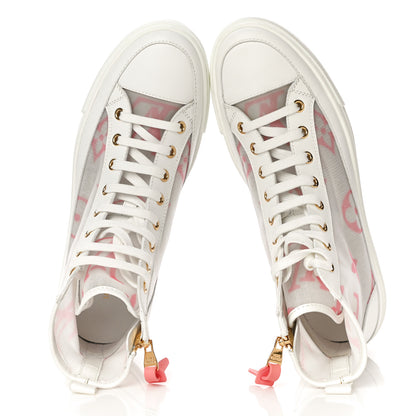 Louis Vuitton Technical Fabric Calfskin Monogram Giant Printed Stellar Sneaker Boots 38 Pink 5 of 15