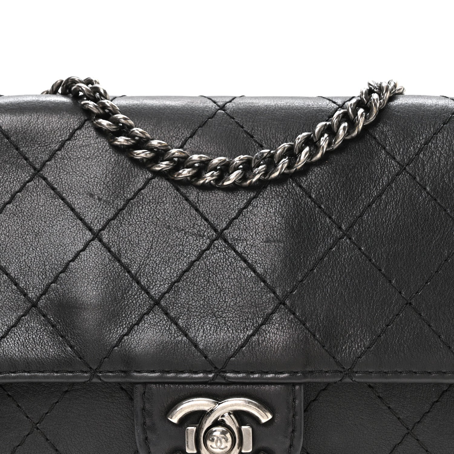 Chanel Calfskin Stitched Medium CC Sellier Flap Black 8 of 13