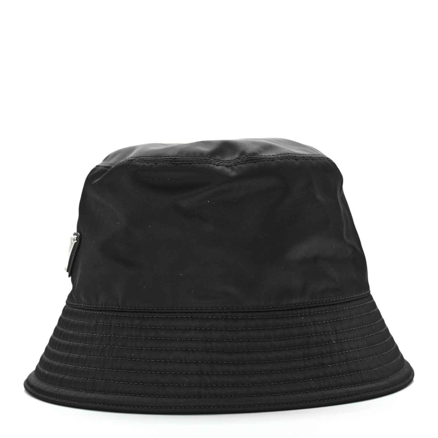 Prada Re-Nylon Metal Triangle Logo Womens Bucket Hat M Black 4 of 8