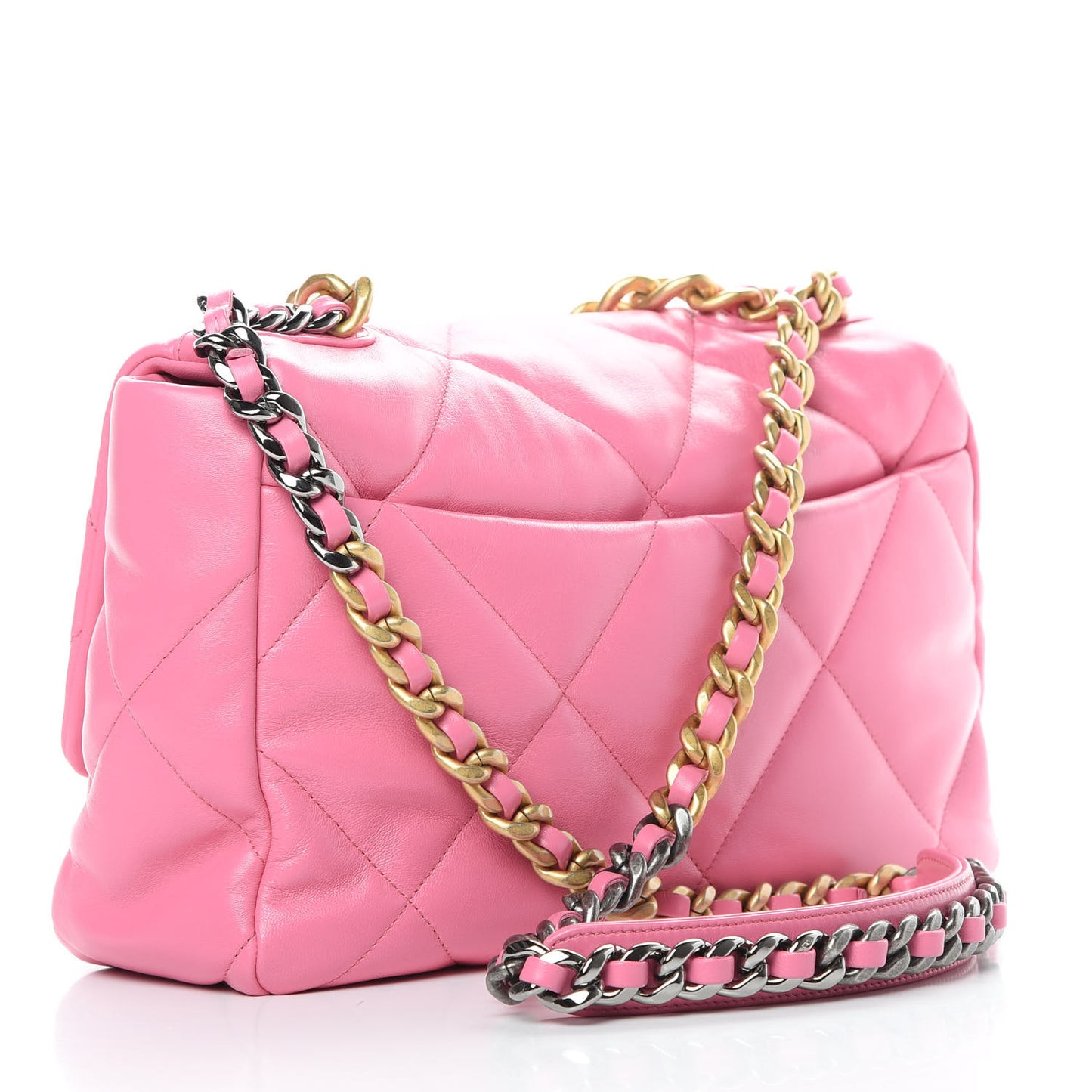 Goatskin Quilted Large Chanel 19 Flap Pink