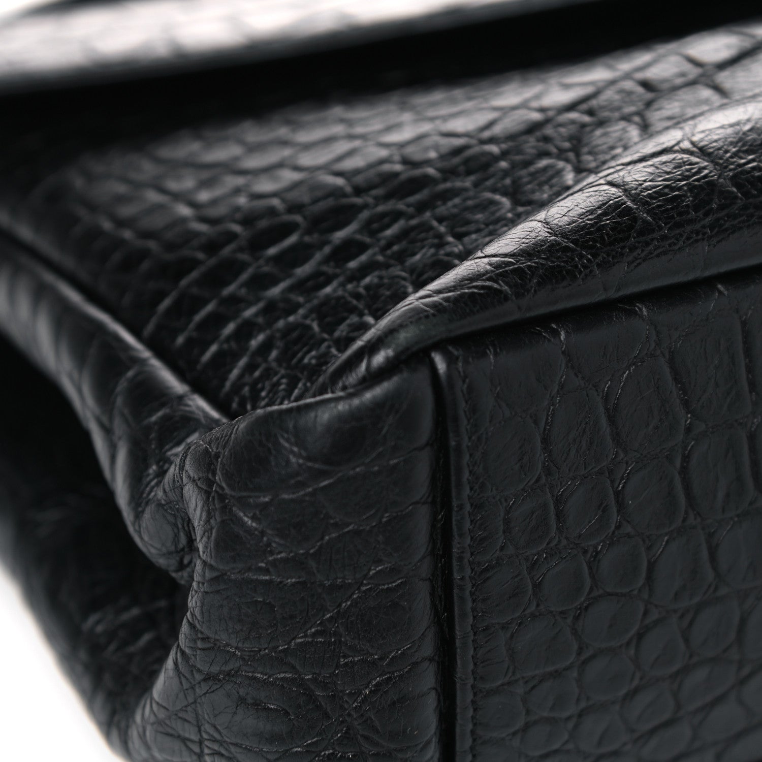 Saint Laurent Calfskin Crocodile Embossed Monogram Large College Satchel Black 5 of 10
