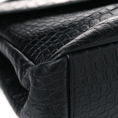 Saint Laurent Calfskin Crocodile Embossed Monogram Large College Satchel Black 5 of 10