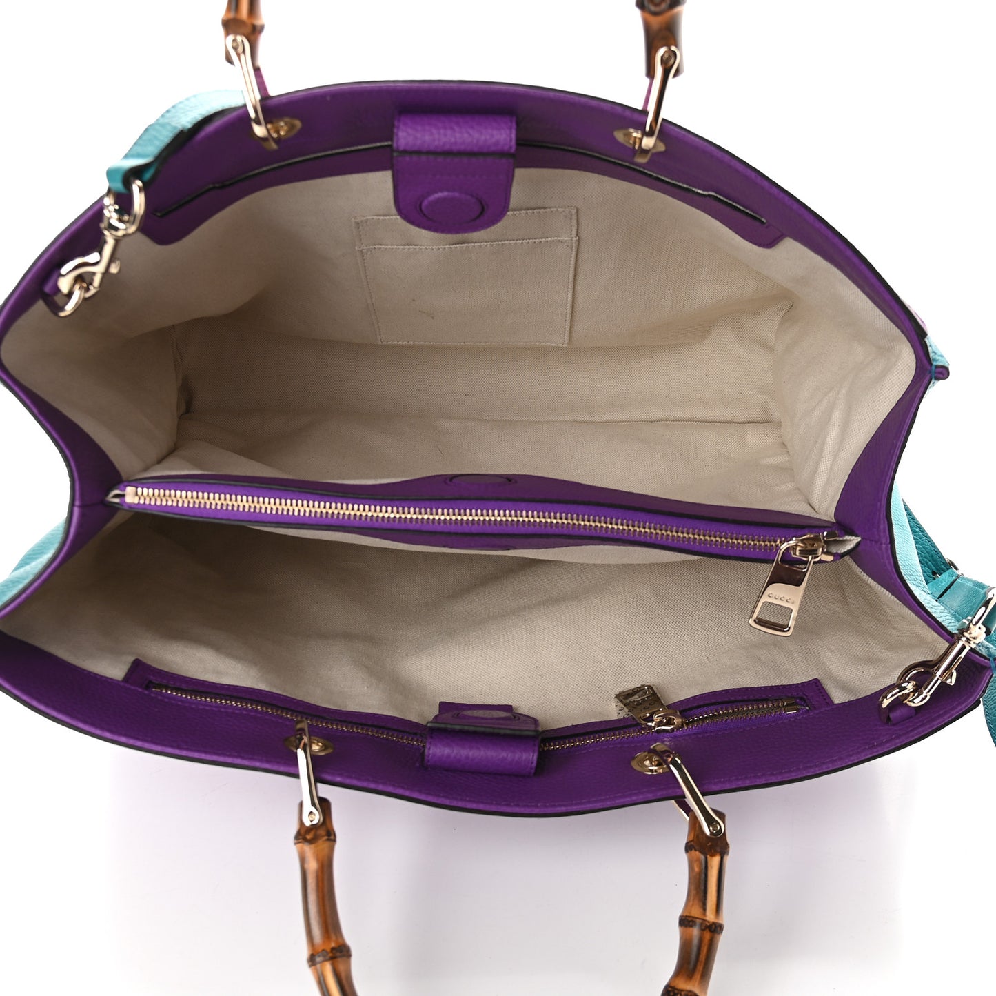 Pebbled Calfskin Large Bamboo Shopper Tote Violet Parma