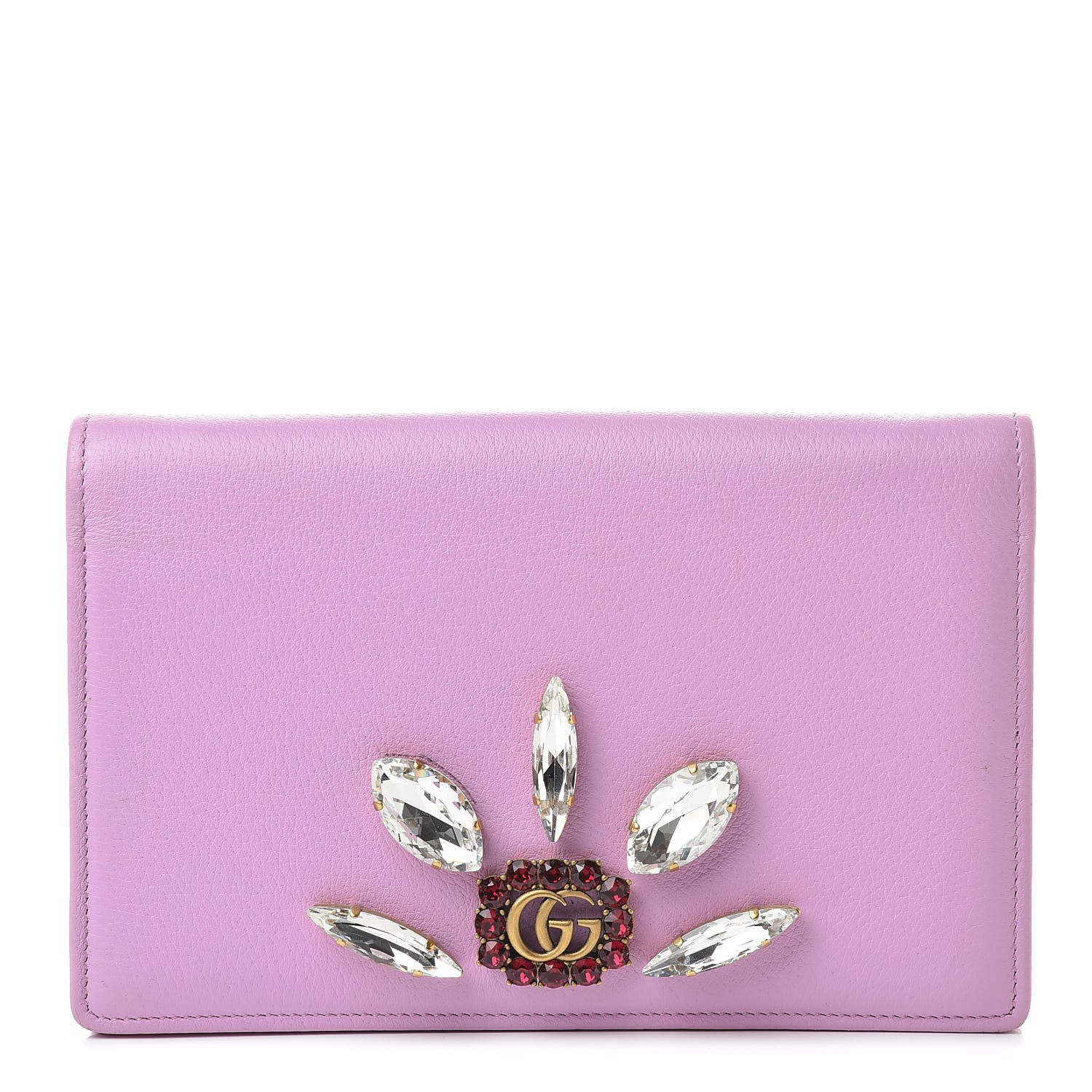 Gucci Calfskin Marquise Crystals Mini GG Chain Wallet Malva 1 of 10