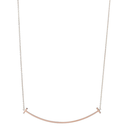 Tiffany 18K Rose Gold T Smile Pendant Necklace 1 of 6