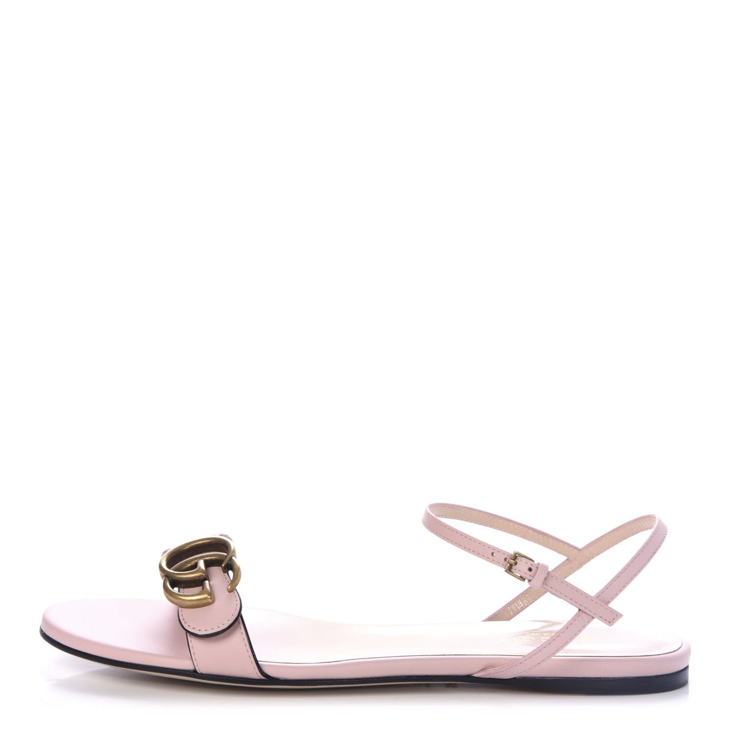 Lifford Calfskin GG Marmont Ankle Wrap Flat Sandals 38.5 Perfect Pink