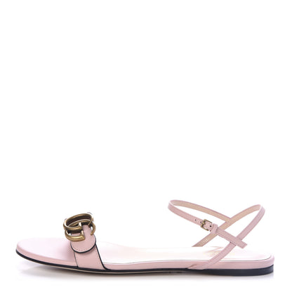 Gucci Lifford Calfskin GG Marmont Ankle Wrap Flat Sandals 38.5 Perfect Pink 1 of 10