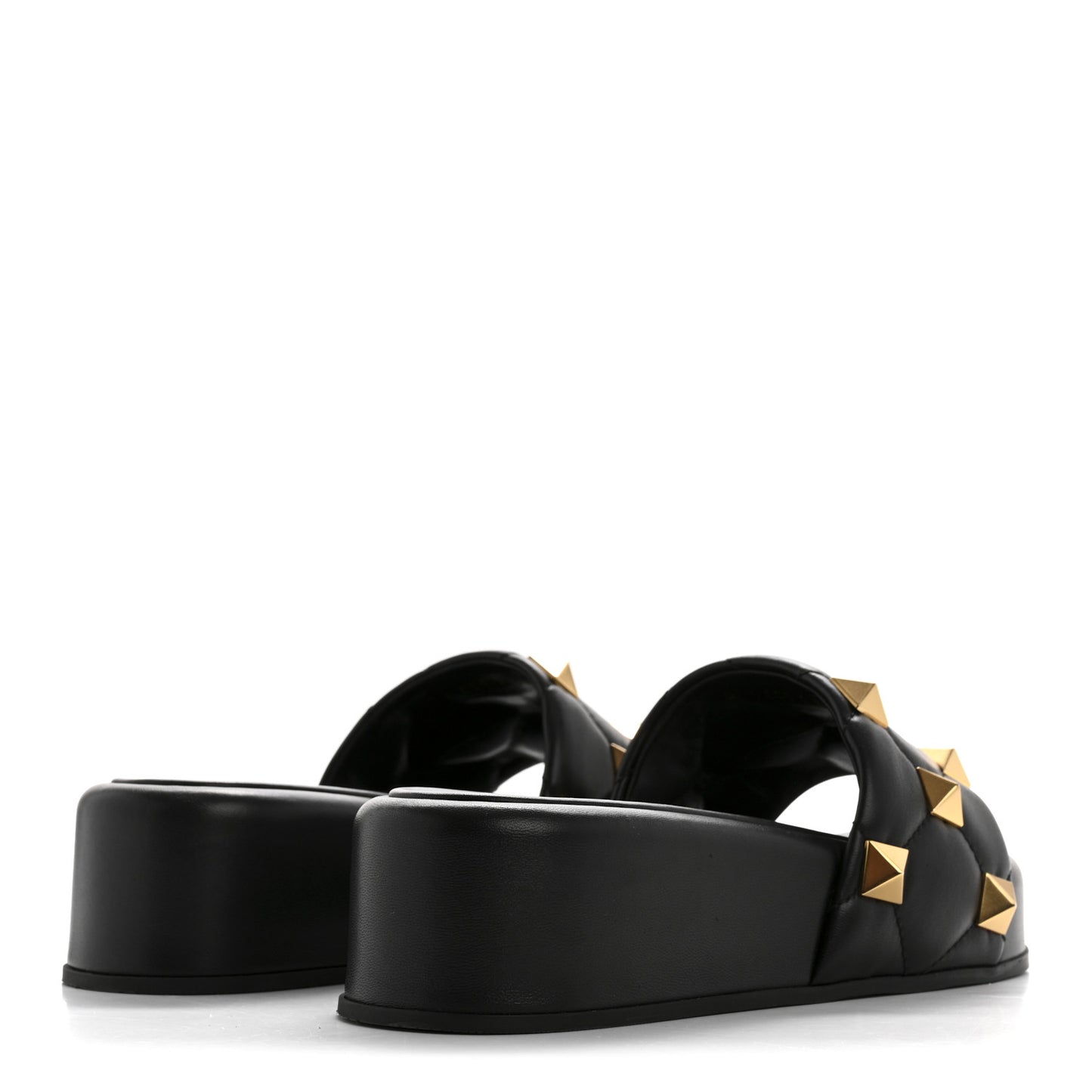 Nappa Roman Stud 30/50mm Platform Slide Sandals 37.5 Black