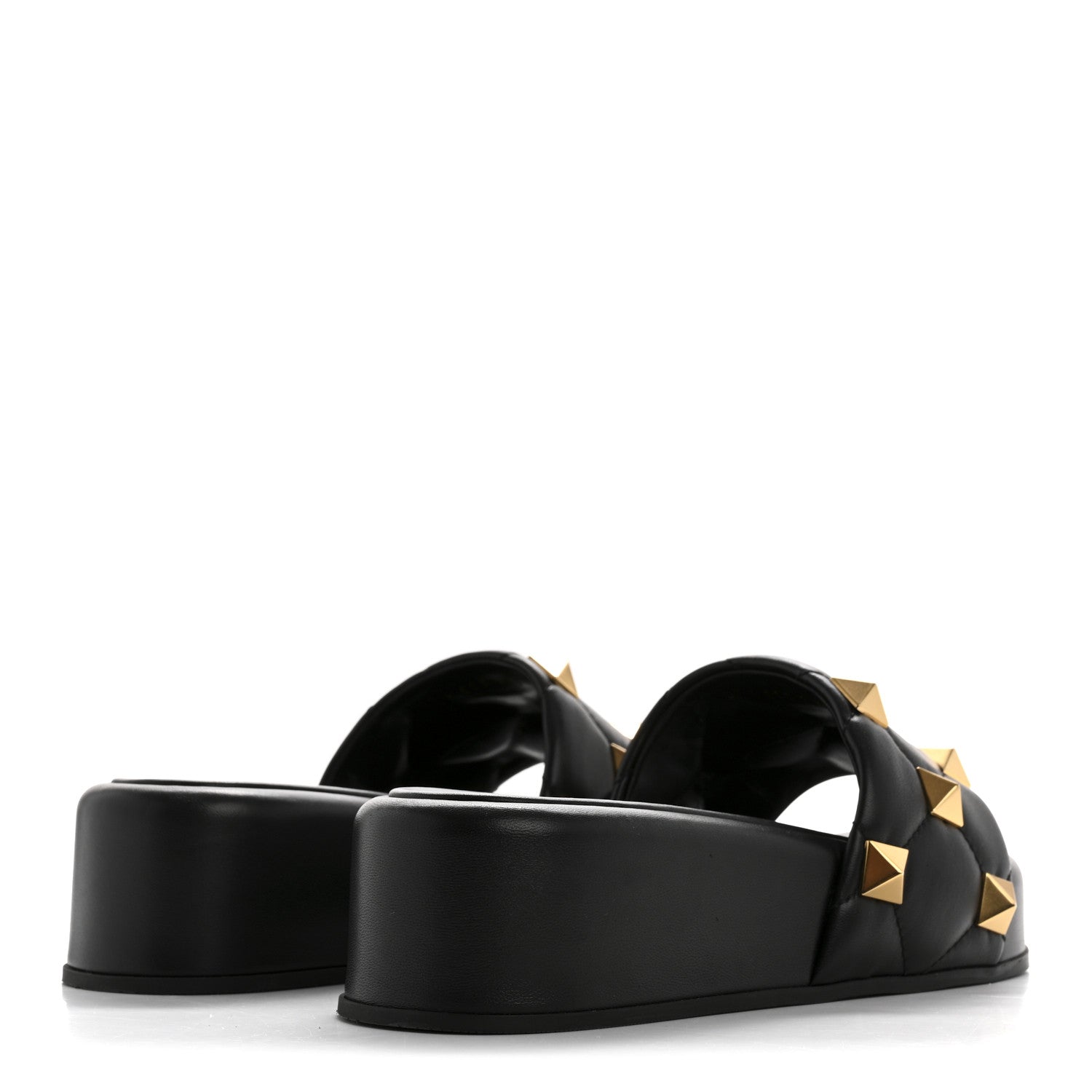Valentino Garavani Nappa Roman Stud 30/50mm Platform Slide Sandals 37.5 Black 5 of 9