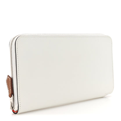 Hermes Evercolor Barenia Silk'In Wallet New White Capucine Bleu Zephyr 3 of 8