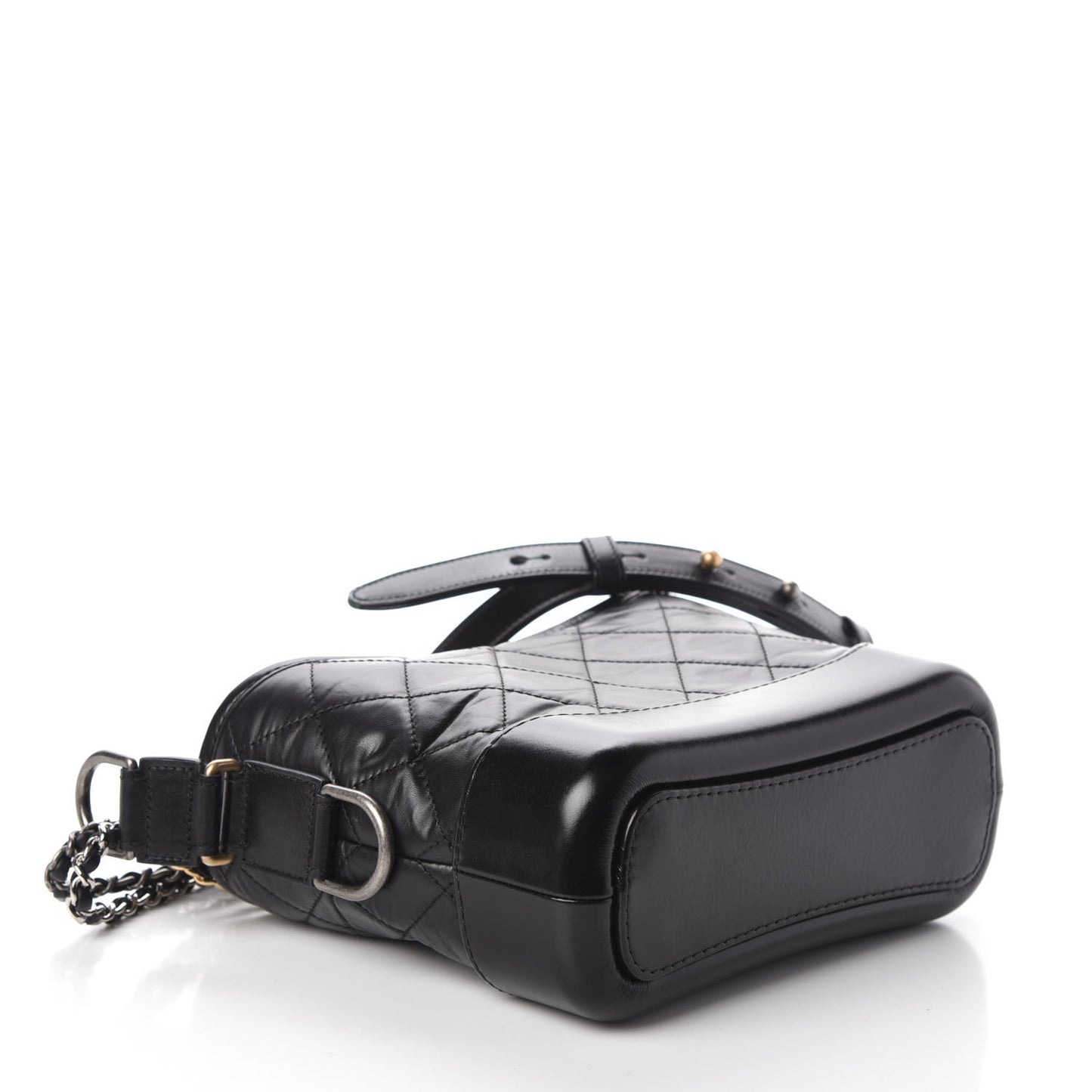 Aged Calfskin Quilted Small Gabrielle Hobo Black