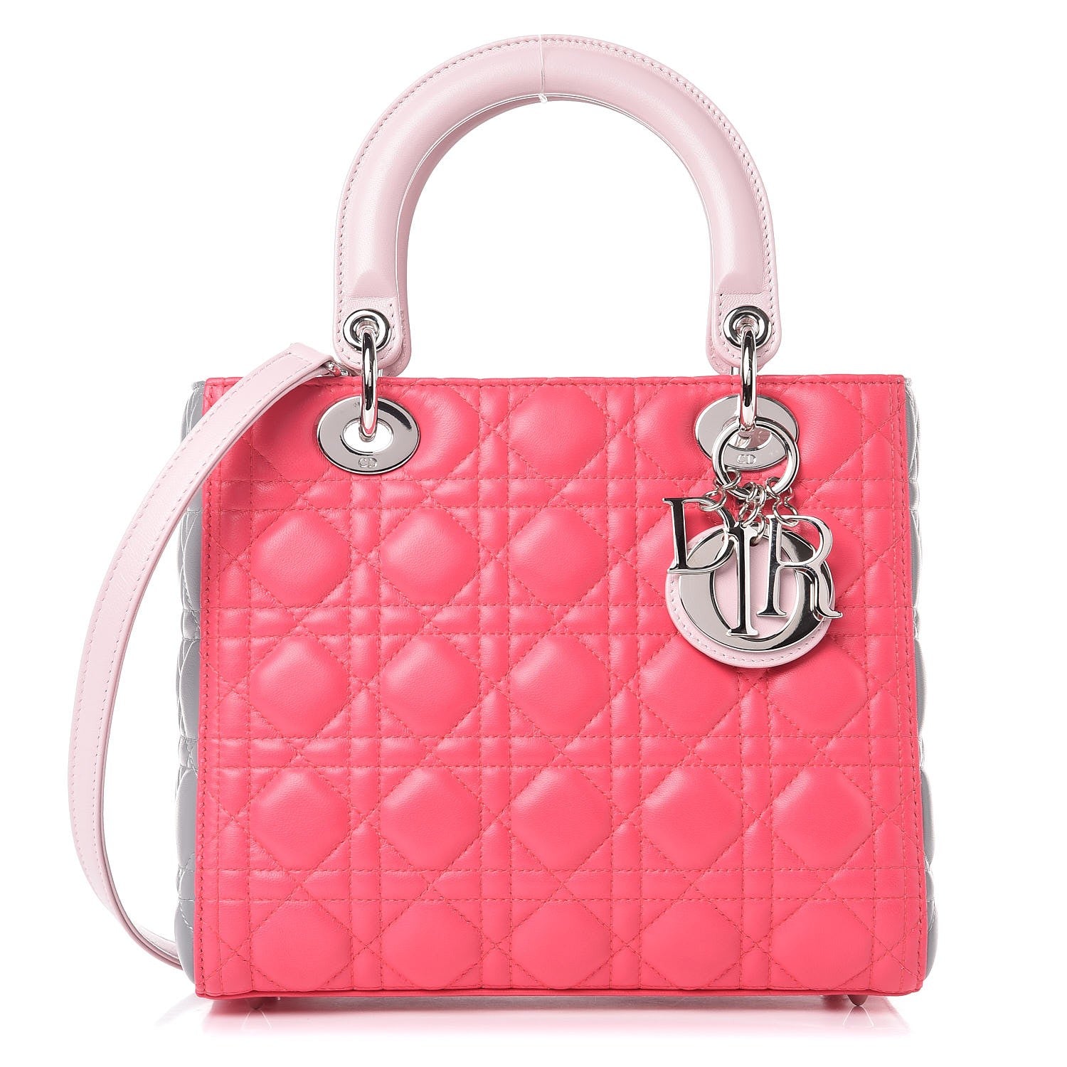 Christian Dior Lambskin Cannage Medium Tri-Color Lady Dior Fuchsia 1 of 8