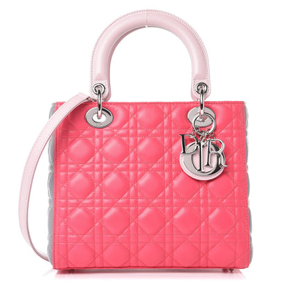 Christian Dior Lambskin Cannage Medium Tri-Color Lady Dior Fuchsia 1 of 8