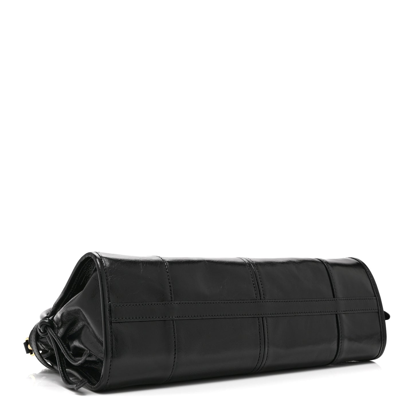 Glossy Calfskin Triangle Medium Bonnie Shoulder Bag Black