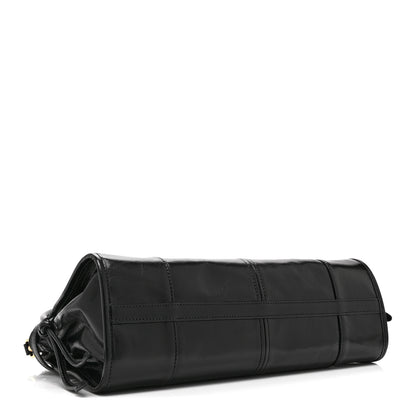 Prada Glossy Calfskin Triangle Medium Bonnie Shoulder Bag Black 4 of 10