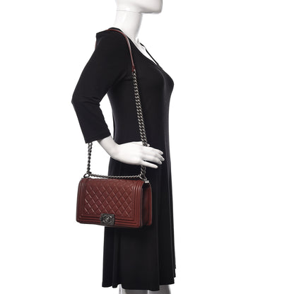 Chanel Lambskin Quilted Medium Boy Flap Burgundy 2 of 13