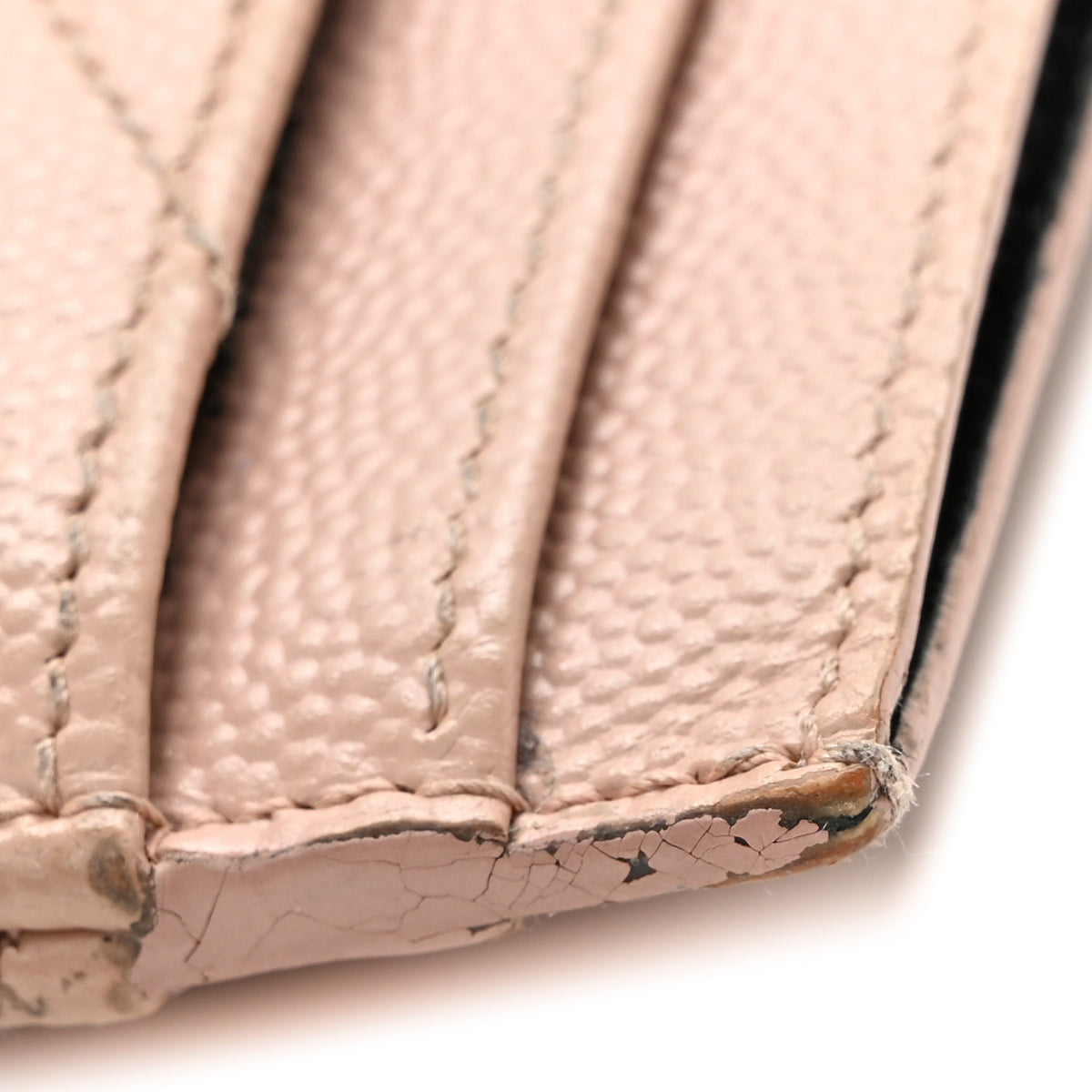Grain De Poudre Matelasse Chevron Monogram Credit Card Case Pale Pink