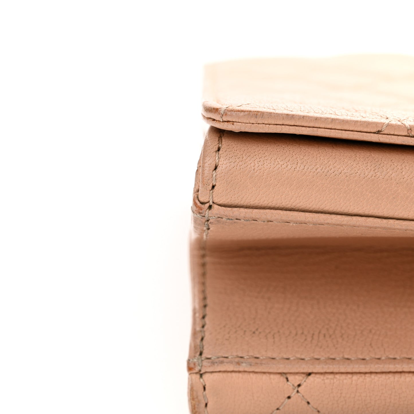 Goatskin Quilted Large Rita Top Handle Flap Beige