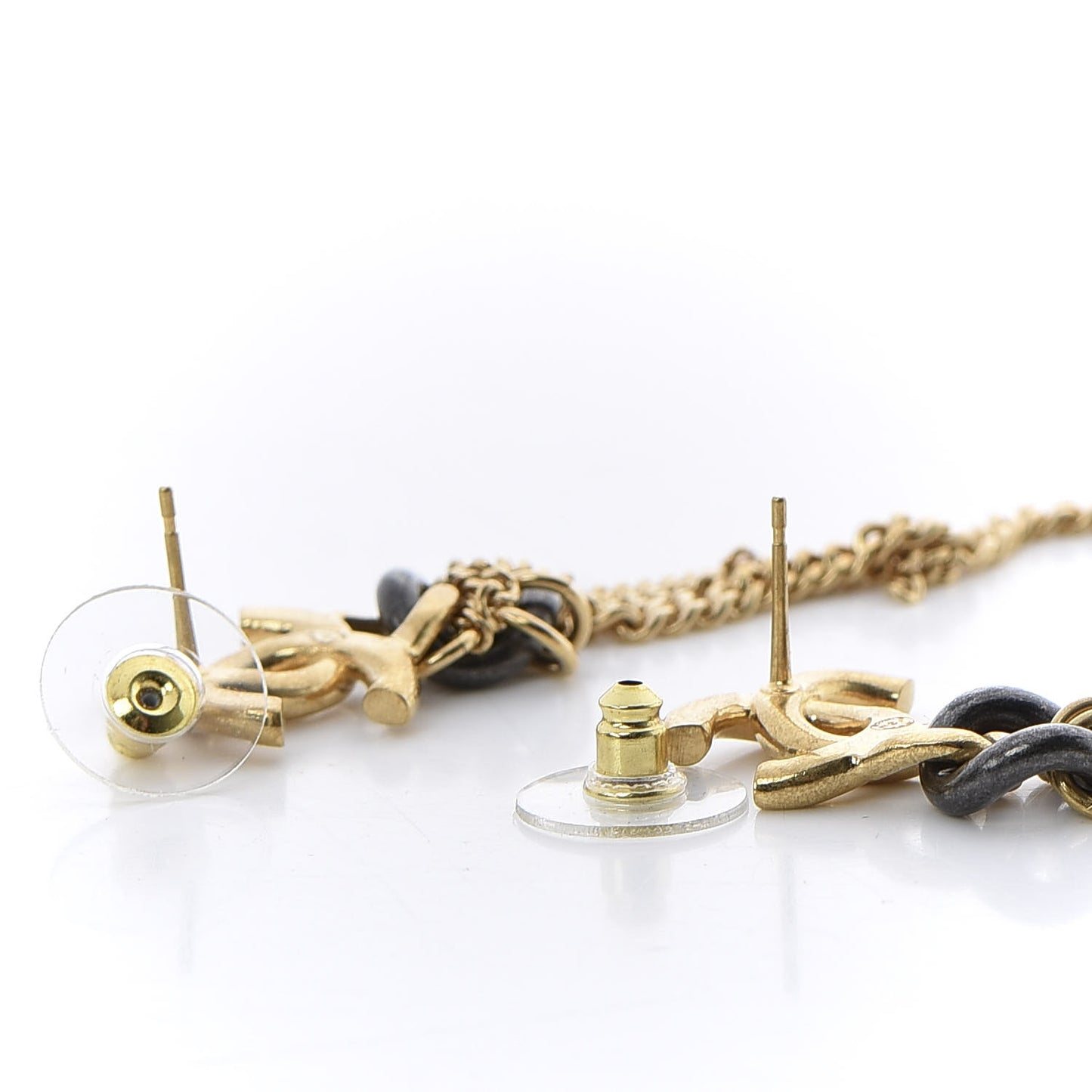 Chain CC Dangle Earrings Gold