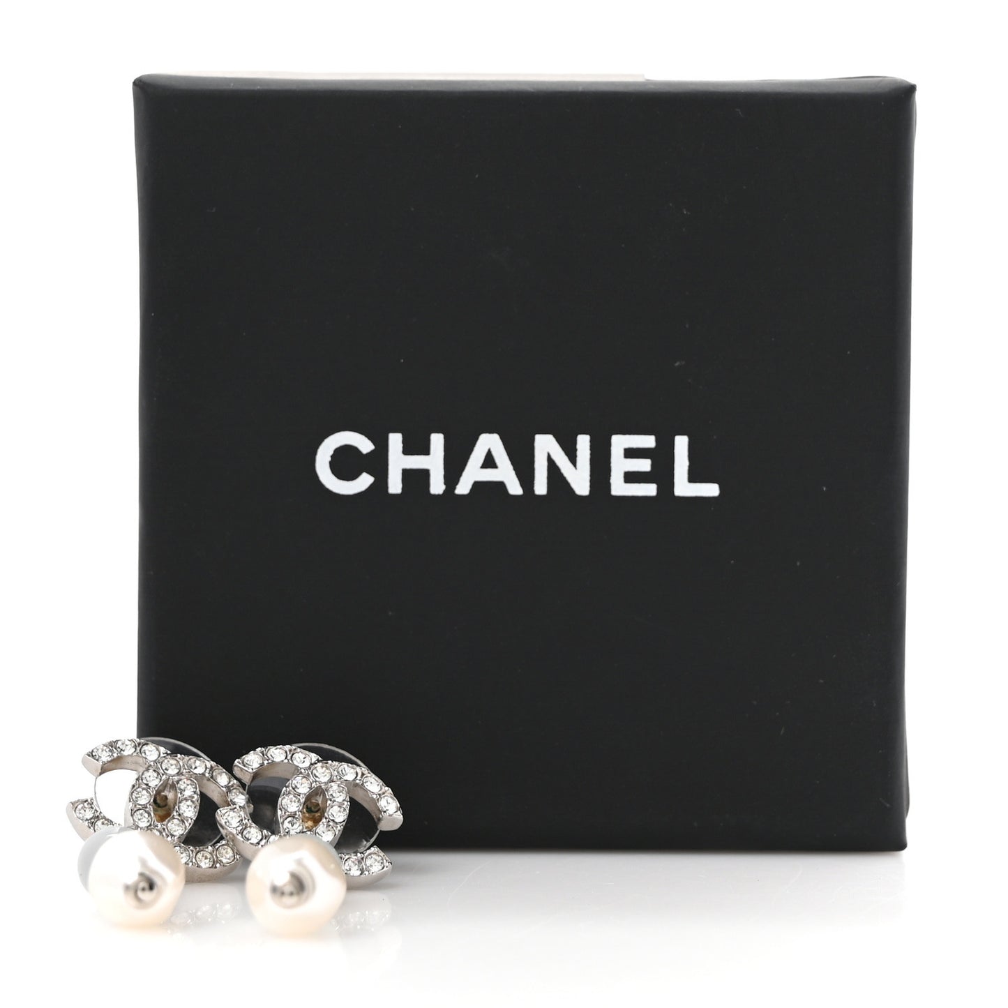 Crystal Pearl CC Drop Earrings Gold