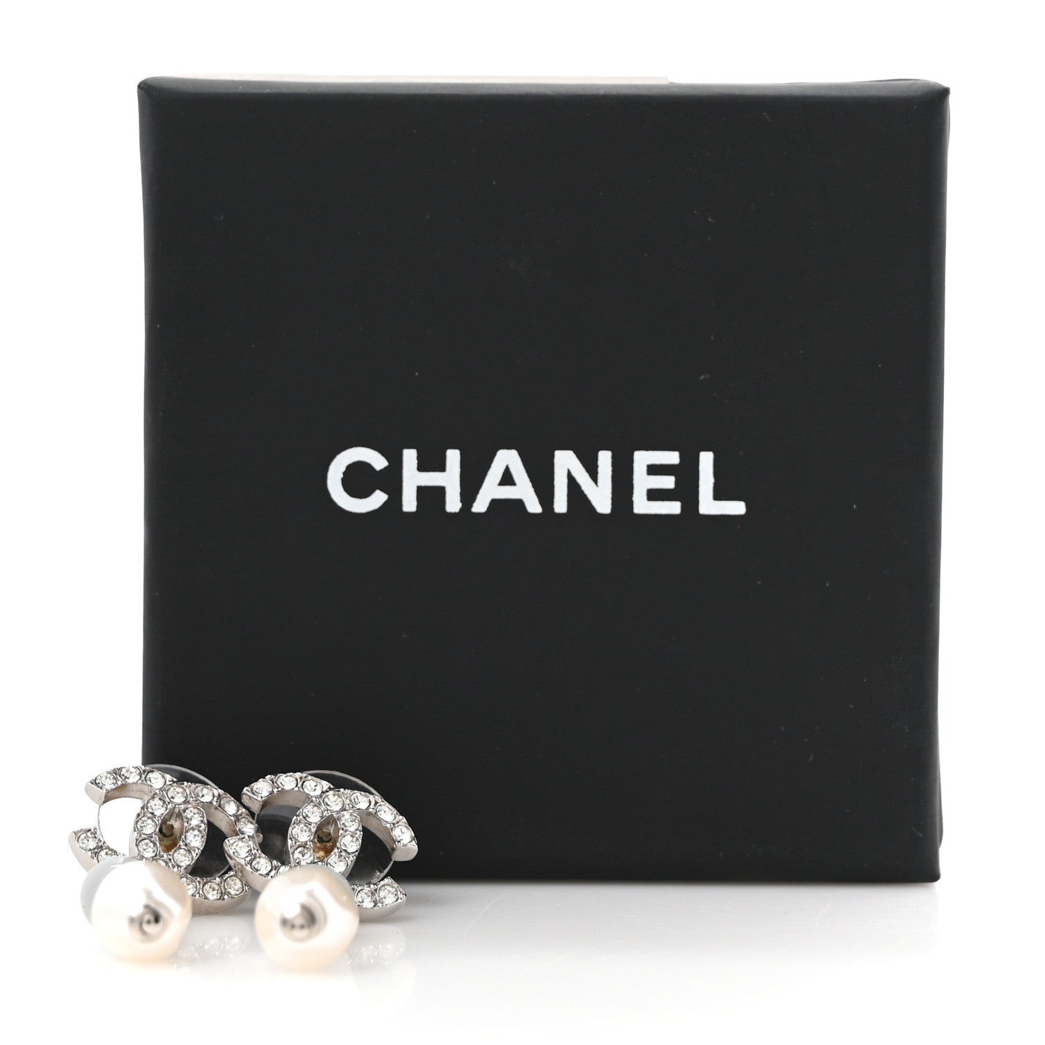 Chanel Crystal Pearl CC Drop Earrings Gold 5 of 5