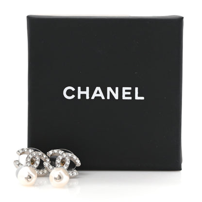 Chanel Crystal Pearl CC Drop Earrings Gold 5 of 5
