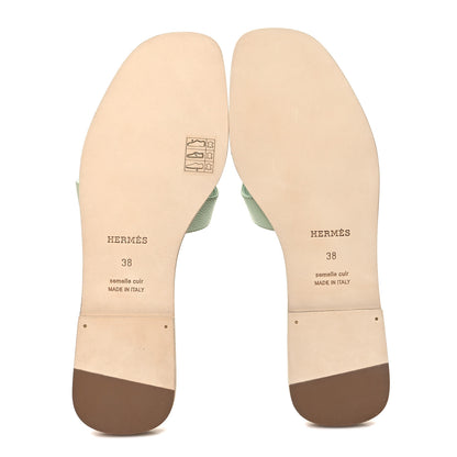 Hermes Epsom Oran Sandals 38 Vert Jade 5 of 9