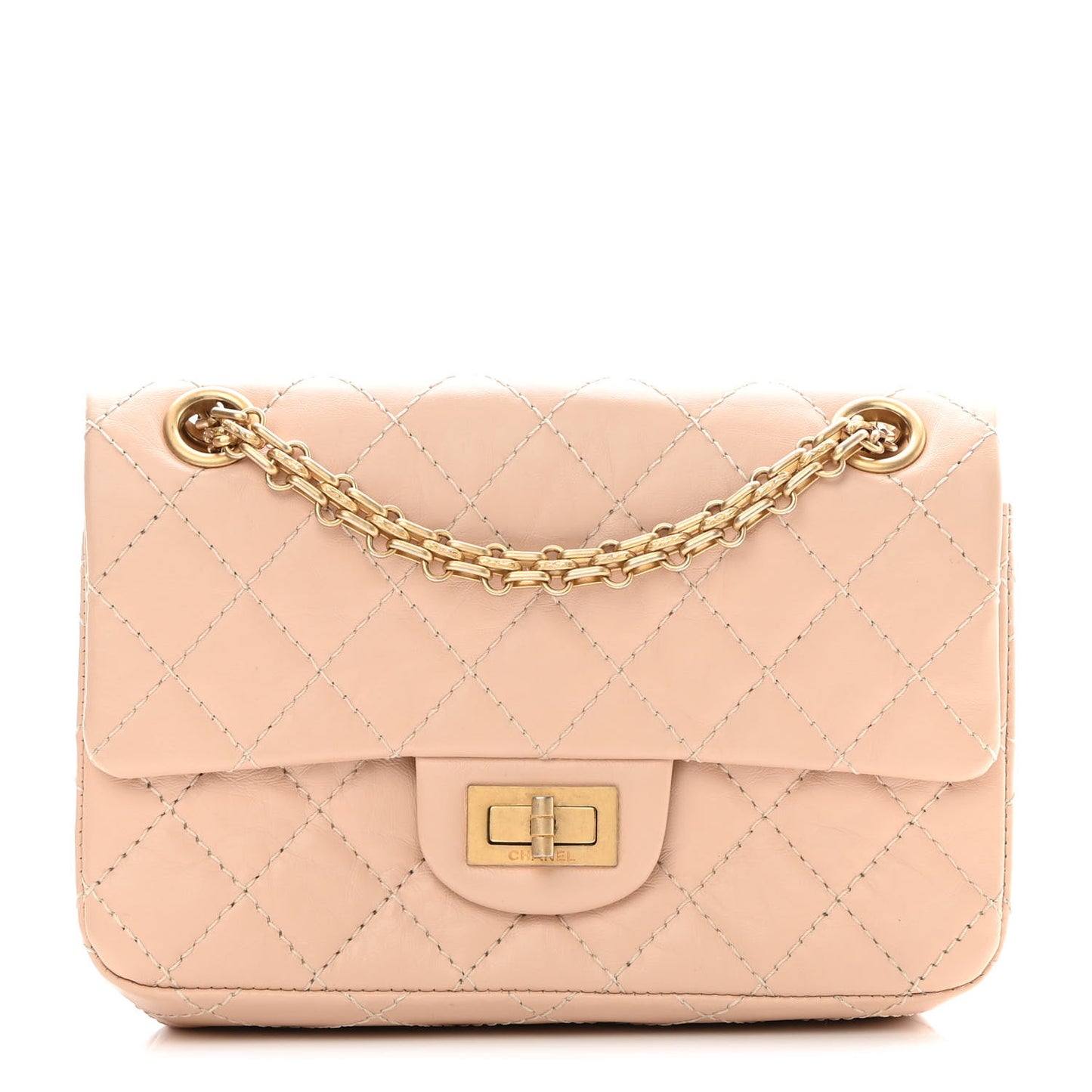 Aged Calfskin Quilted 2.55 Reissue Mini Flap Beige