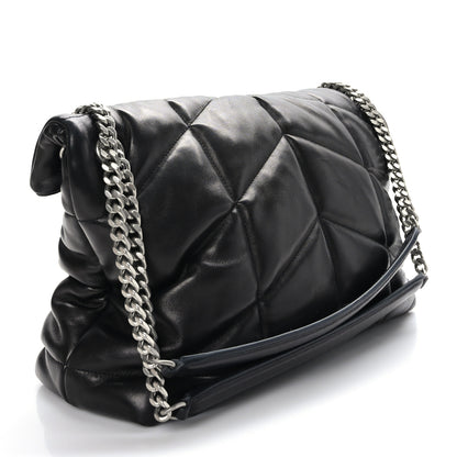 Saint Laurent Lambskin Quilted Medium Loulou Puffer Monogram Chain Satchel Black 3 of 9