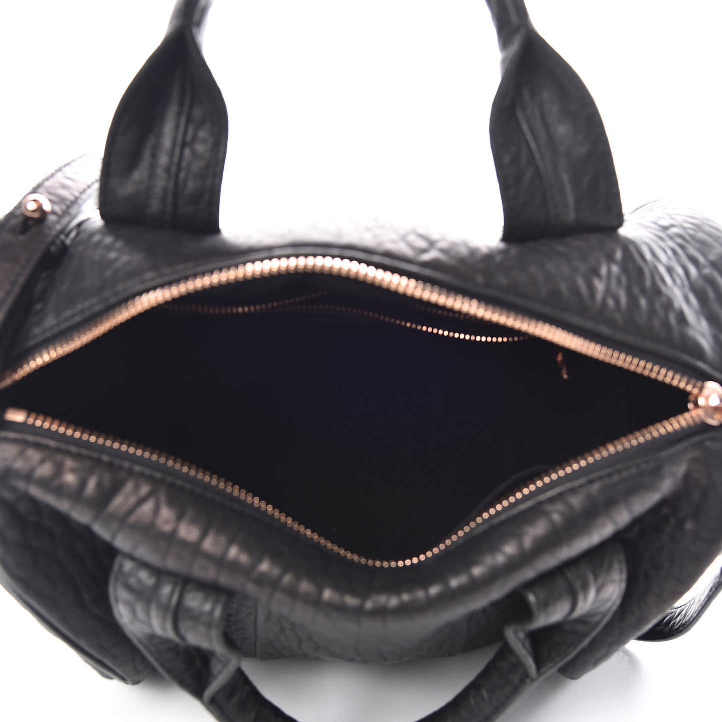 Pebbled Lambskin Rocco Black Rose Gold Hardware