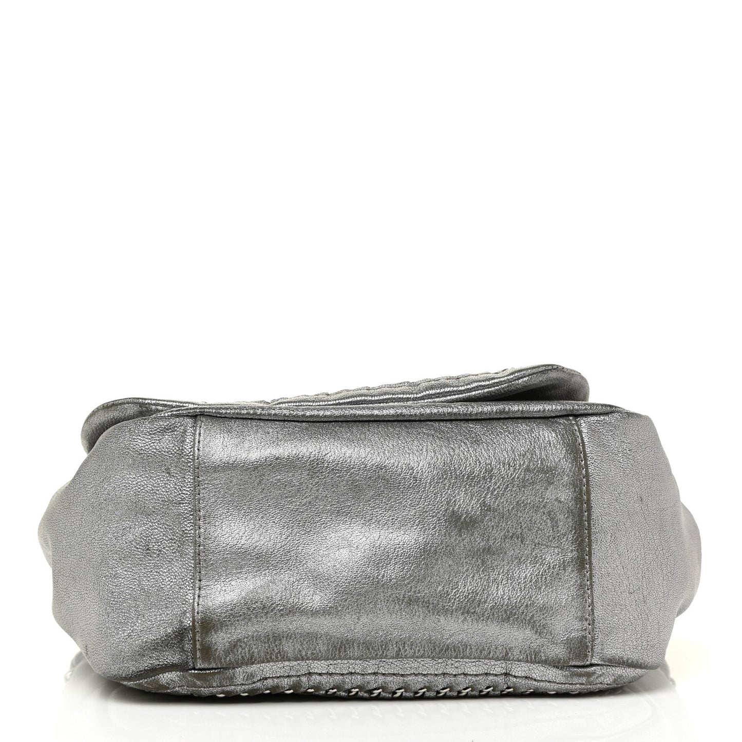 Metallic Deerskin Luxe Ligne Flap Silver