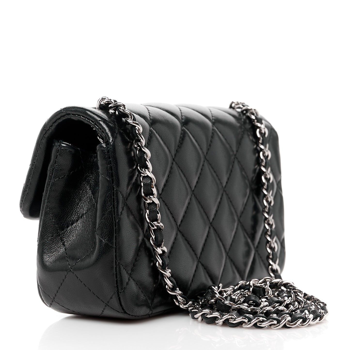 Lambskin Quilted Extra Mini Flap Black