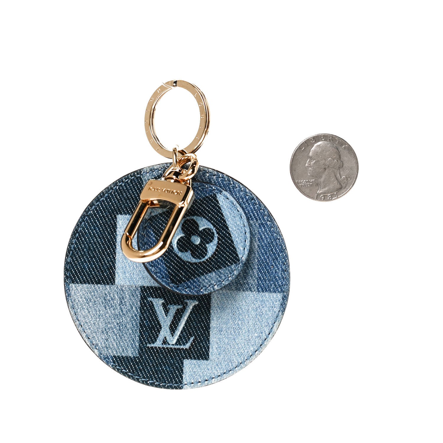 Louis Vuitton Denim Damier Monogram Patchwork Bag Charm Key Holder 2 of 4