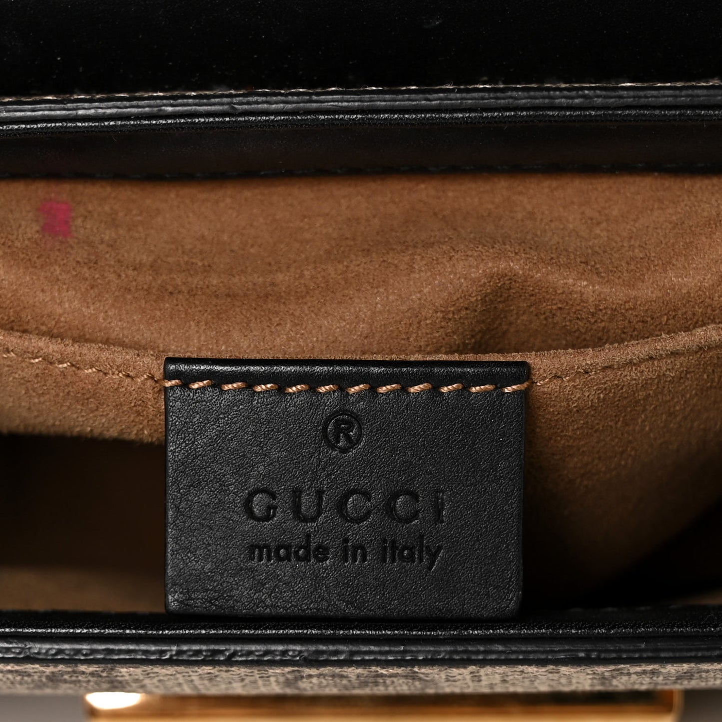 GG Supreme Monogram Calfskin Small Padlock Shoulder Bag Beige Black Cuir