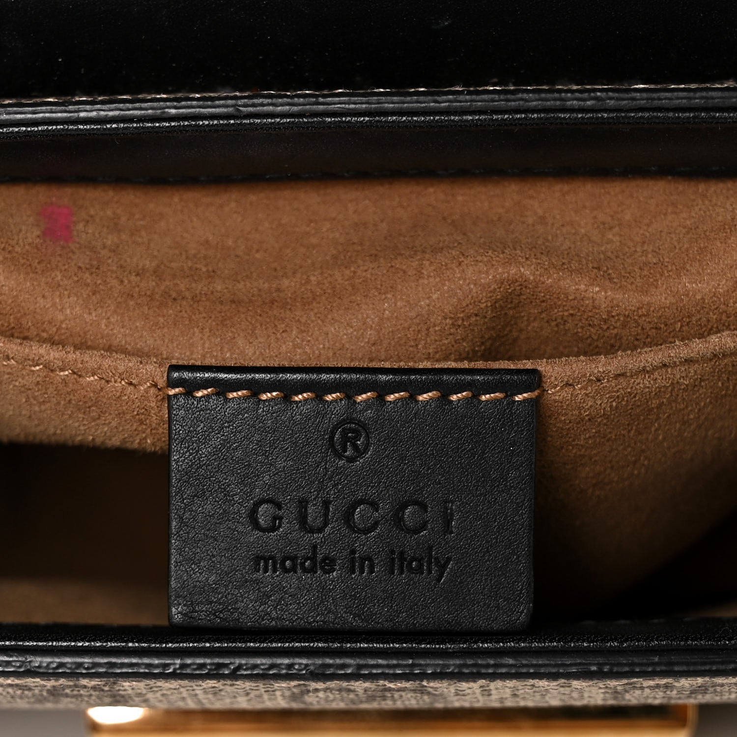 Gucci GG Supreme Monogram Calfskin Small Padlock Shoulder Bag Beige Black Cuir 6 of 13