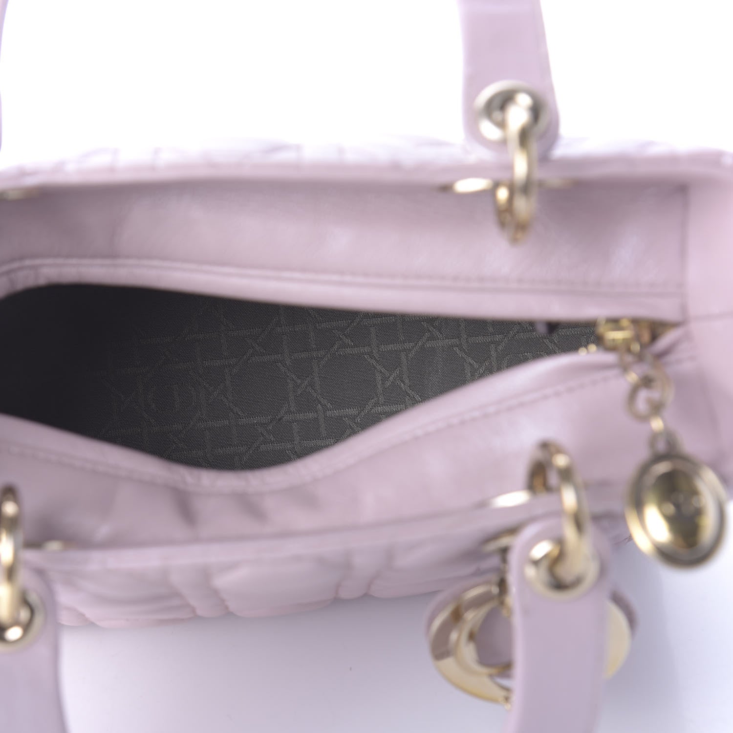 Christian Dior Pearly Lambskin Cannage Medium Lady Dior Lotus 5 of 10