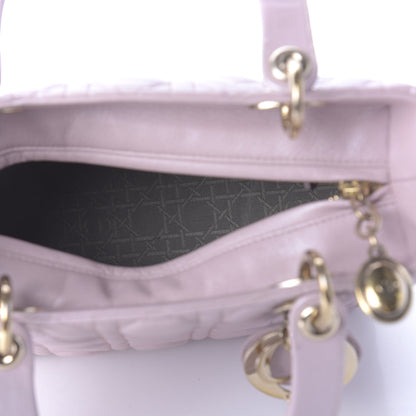 Christian Dior Pearly Lambskin Cannage Medium Lady Dior Lotus 5 of 10
