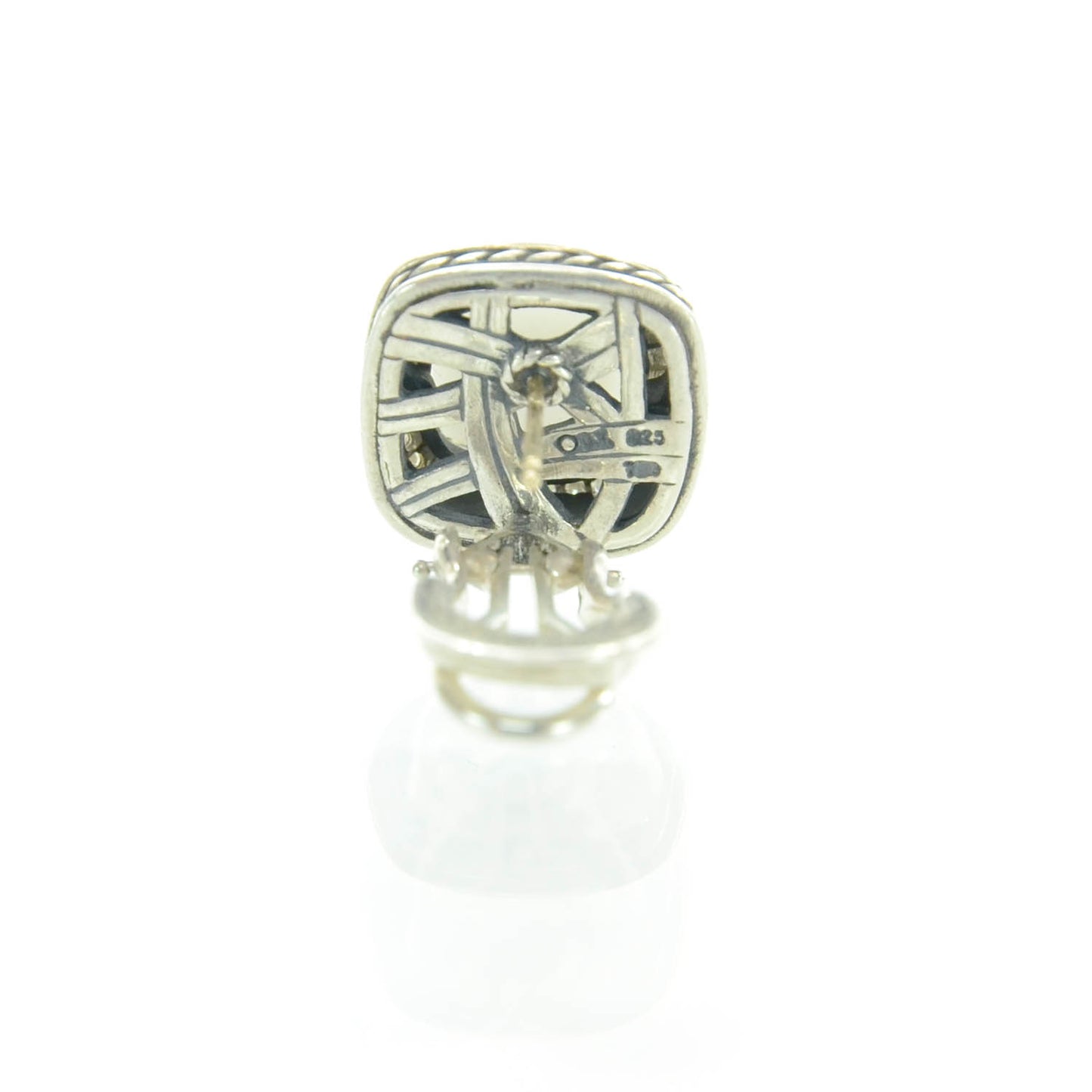Sterling Silver Pave Diamond Mother of Pearl Albion Earrings