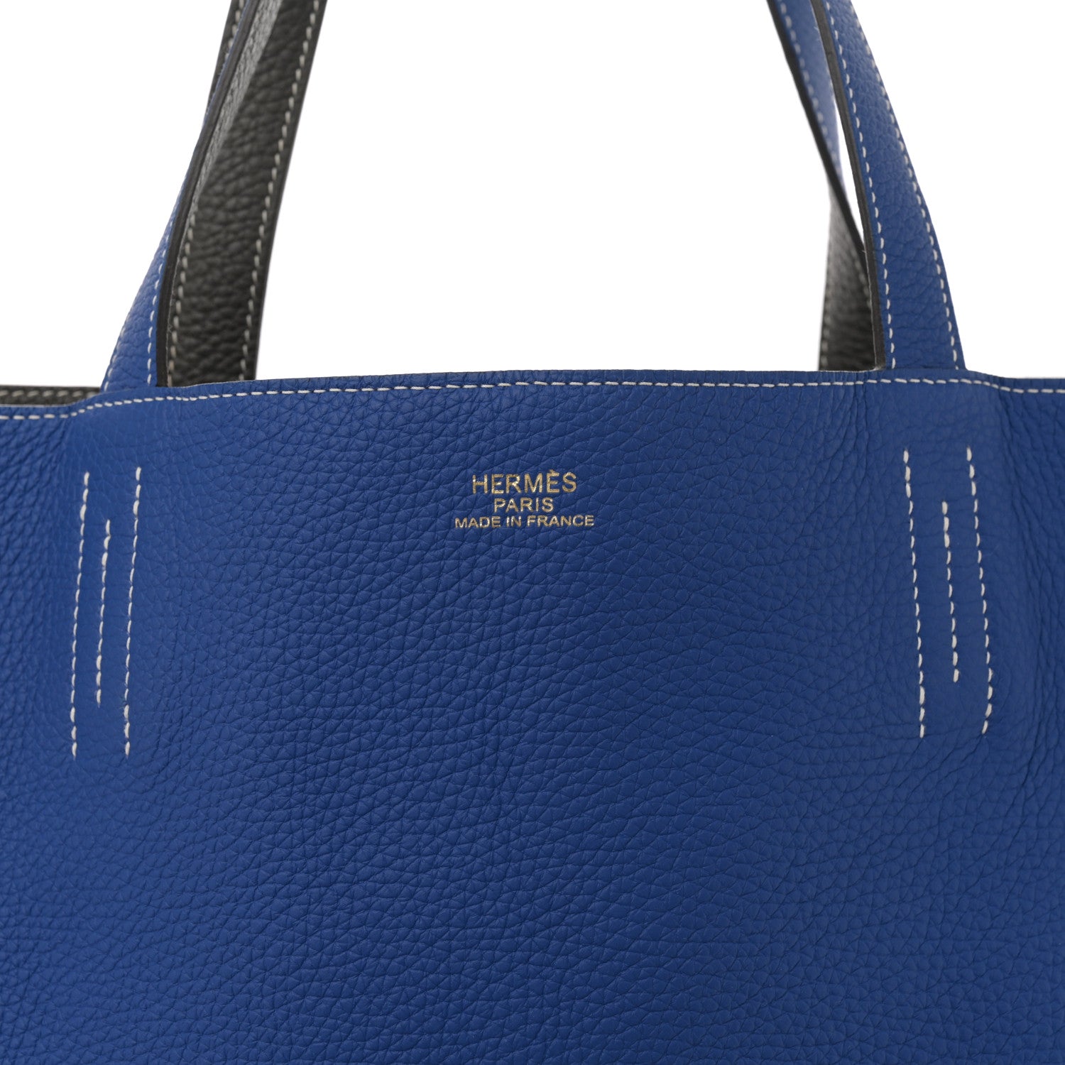 Hermes Taurillon Clemence Double Sens 36 Reversible Tote Graphite Bleu Electrique 10 of 16